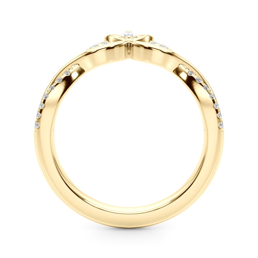 Twisting Nature-Inspired Wedding Band (0.15 ct. tw.), Side view in yellow gold