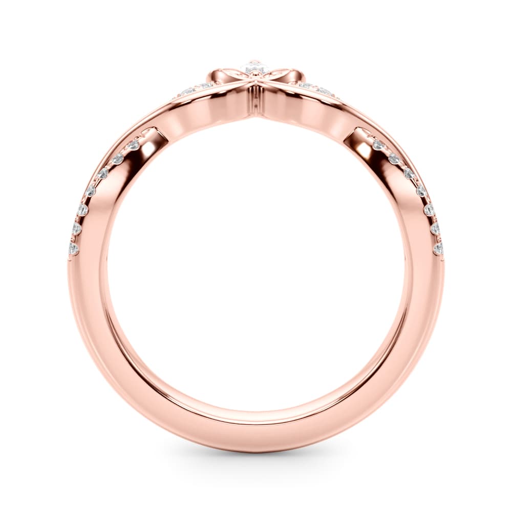 Twisting Nature-Inspired Wedding Band (0.15 ct. tw.), Side view in rose gold