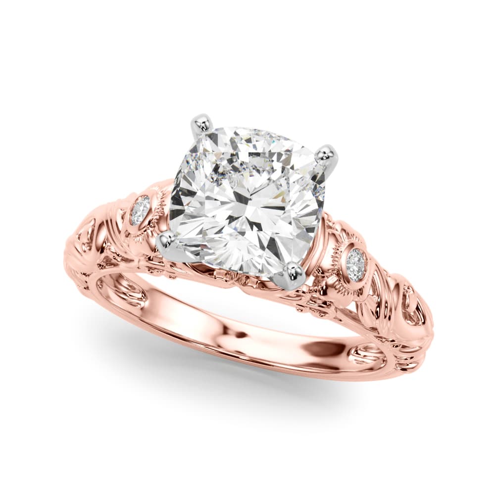 Accented Vintage Inspired Engagement Ring, style 51358, Front view in rose gold