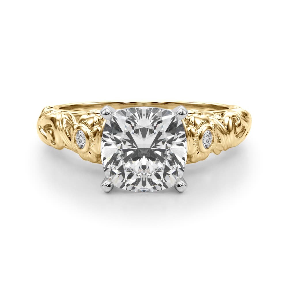 Accented Vintage Inspired Engagement Ring, style 51358, Angle view in yellow gold