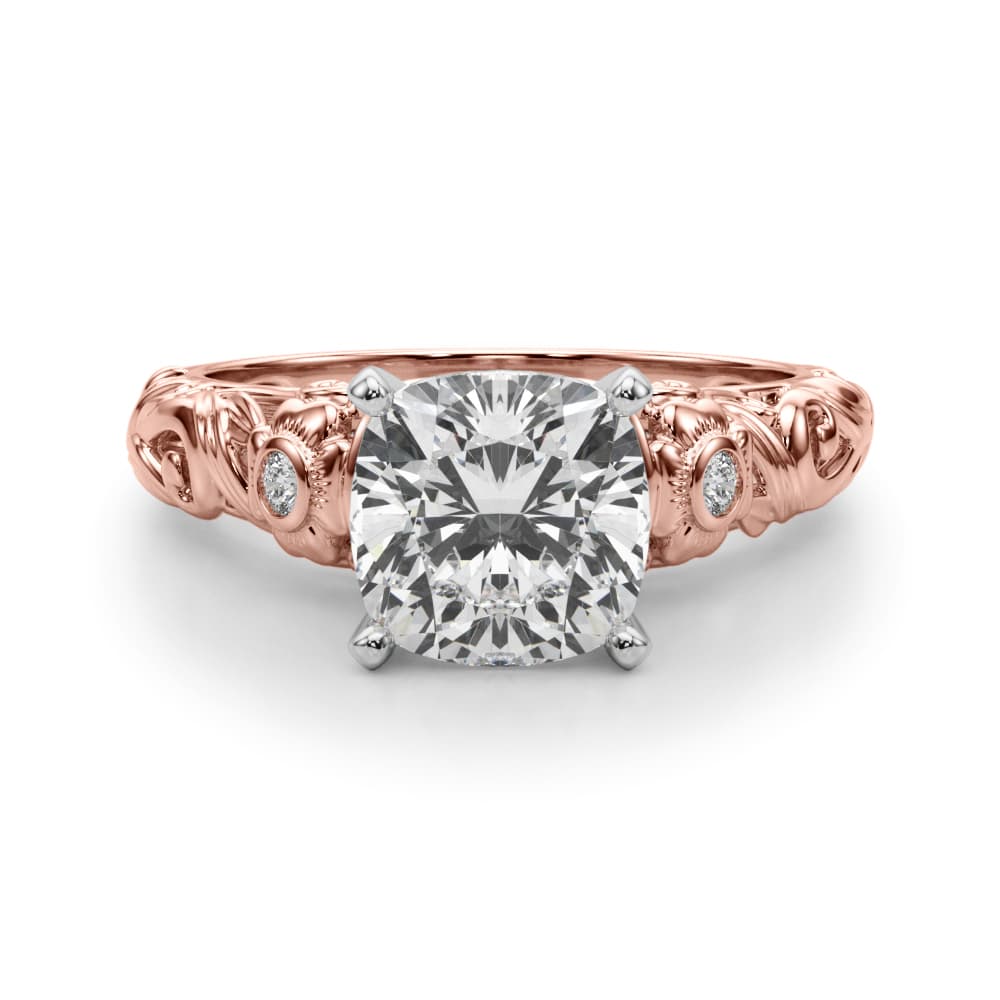Accented Vintage Inspired Engagement Ring, style 51358, Angle view in rose gold
