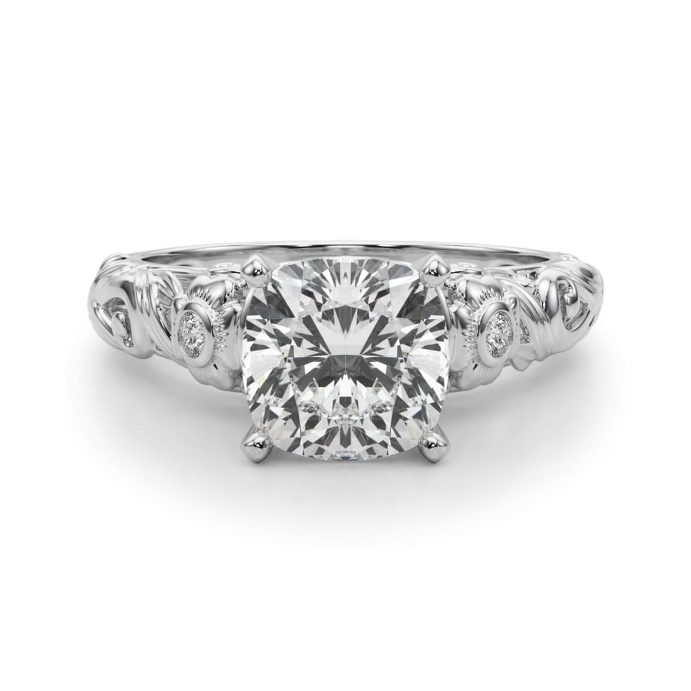 Accented Vintage Inspired Engagement Ring, style 51358, Angle view in white gold or platinum
