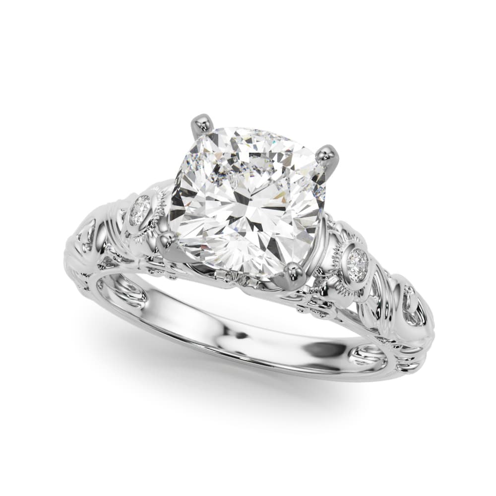 Accented Vintage Inspired Engagement Ring — style 51358 in 10k White Gold