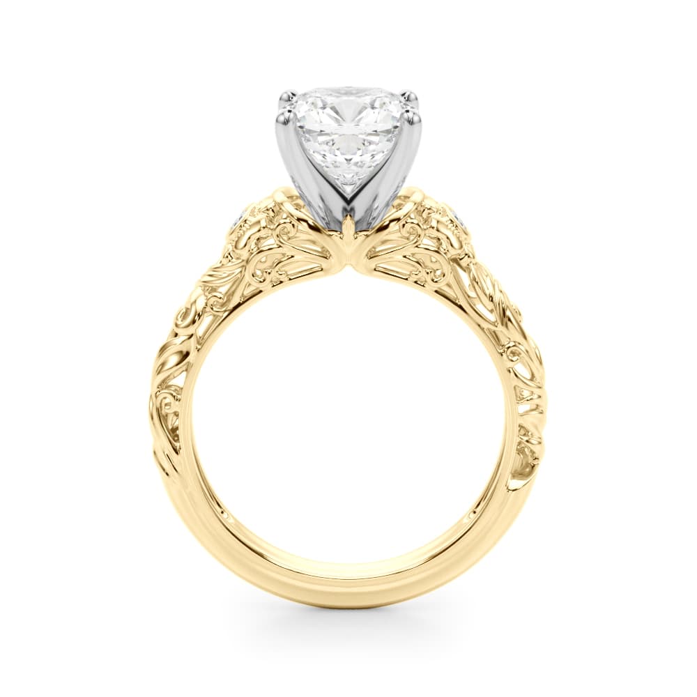 Accented Vintage Inspired Engagement Ring, style 51358, Side view in yellow gold