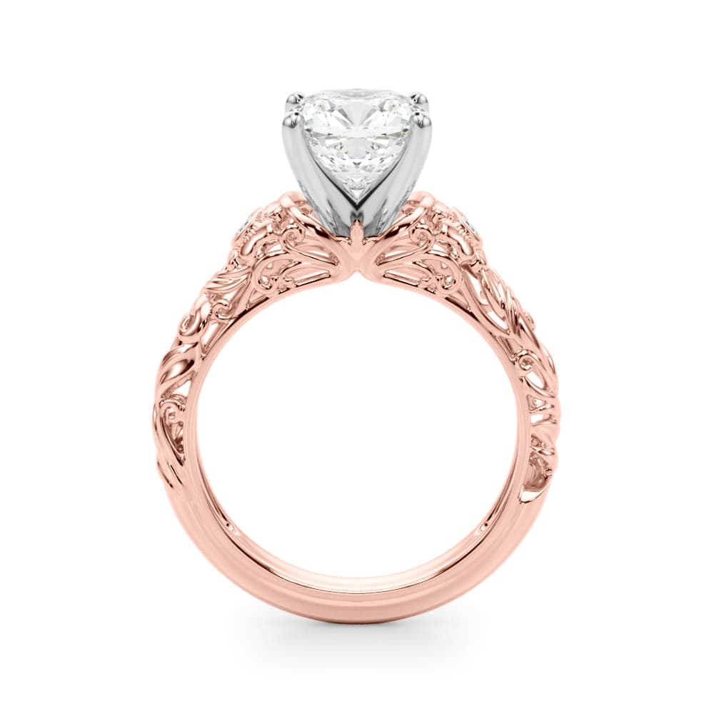 Accented Vintage Inspired Engagement Ring, style 51358, Side view in rose gold