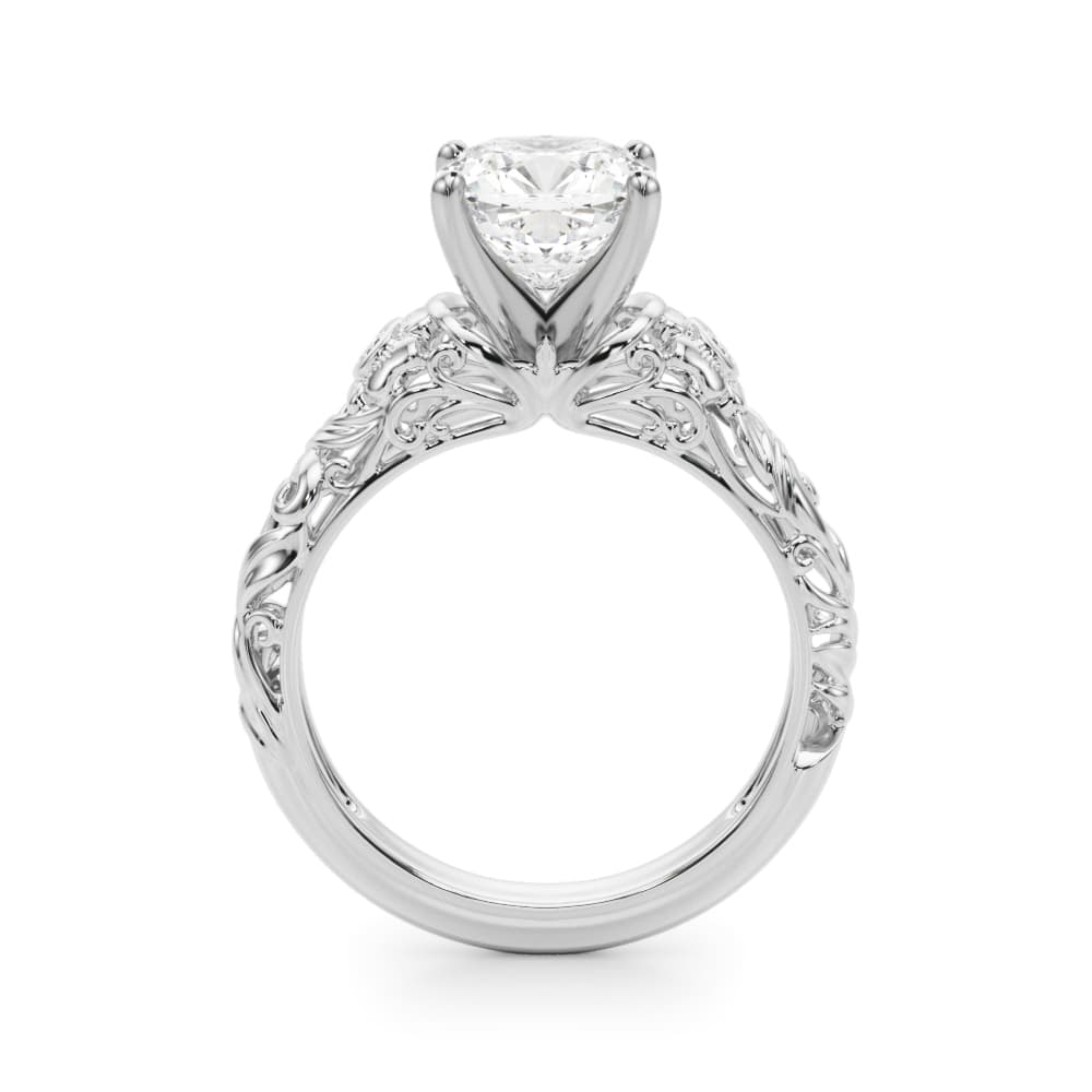 Accented Vintage Inspired Engagement Ring, style 51358, Side view in white gold or platinum