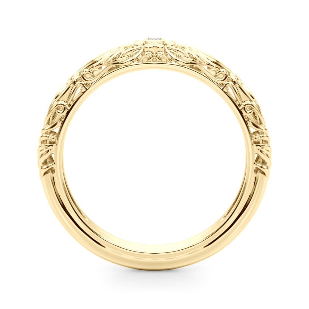 Vintage Inspired Floral Wedding Band (0 ct. tw.), Side view in yellow gold