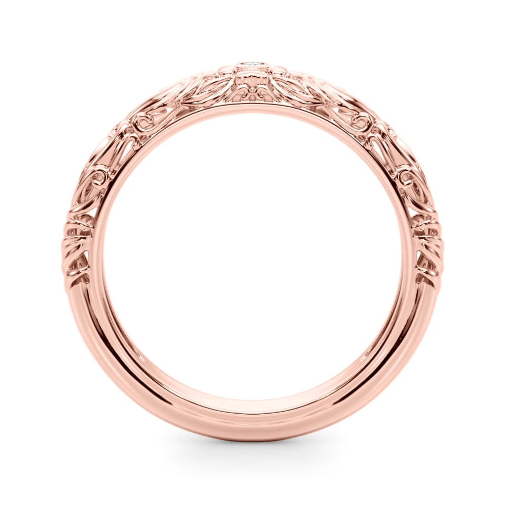Vintage Inspired Floral Wedding Band (0 ct. tw.), Side view in rose gold
