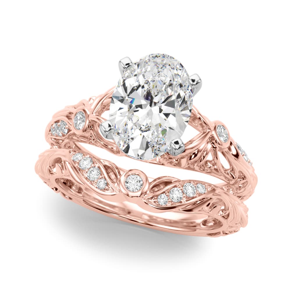 Engagement, style 51359, On hand view in rose gold