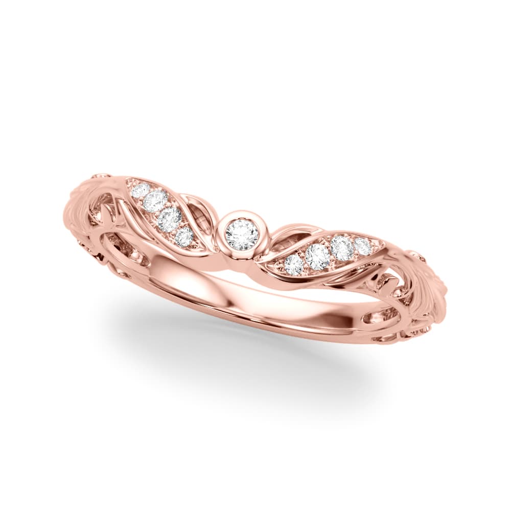 Vintage Wedding Band (0.08 ct. tw.), Front view in rose gold