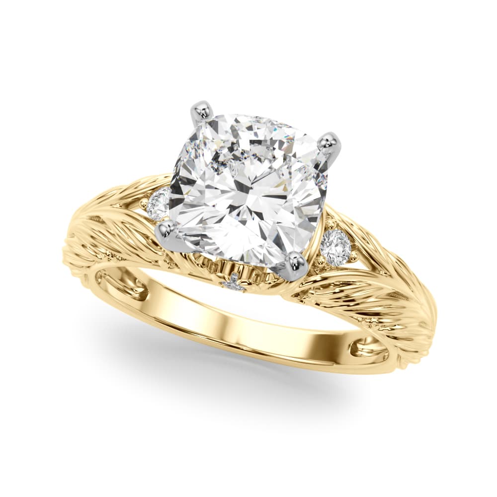 Accented Vintage-Inspired Engagement Ring, style 51360, Front view in yellow gold