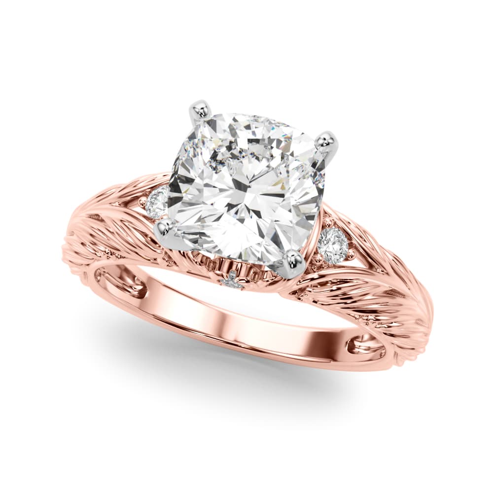 Accented Vintage-Inspired Engagement Ring, style 51360, Front view in rose gold
