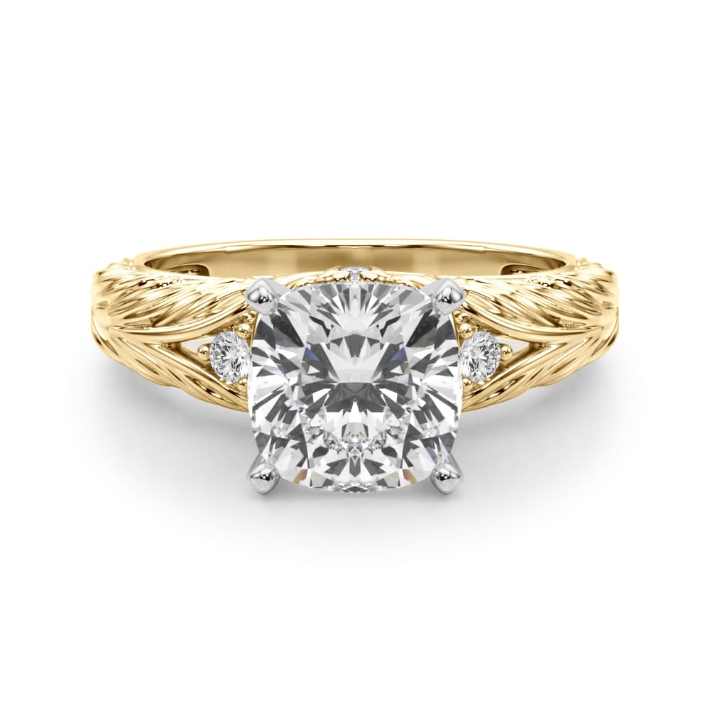Accented Vintage-Inspired Engagement Ring, style 51360, Angle view in yellow gold