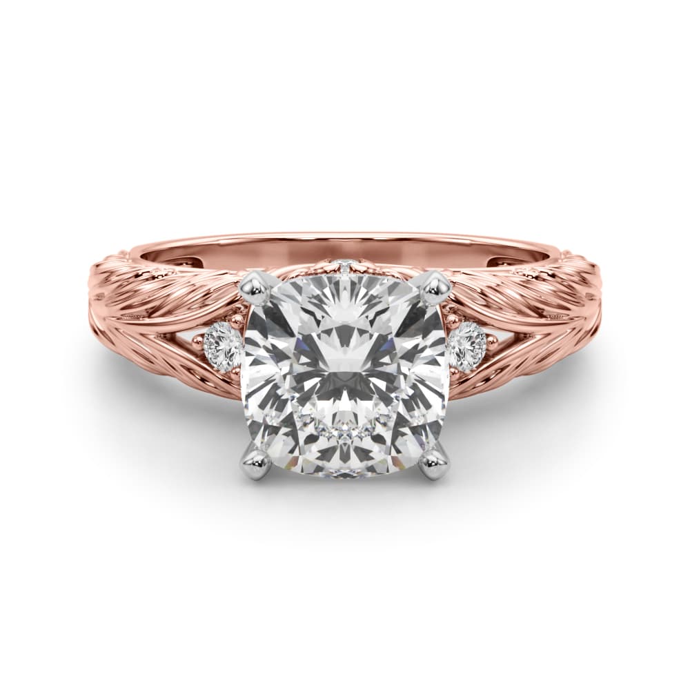 Accented Vintage-Inspired Engagement Ring, style 51360, Angle view in rose gold