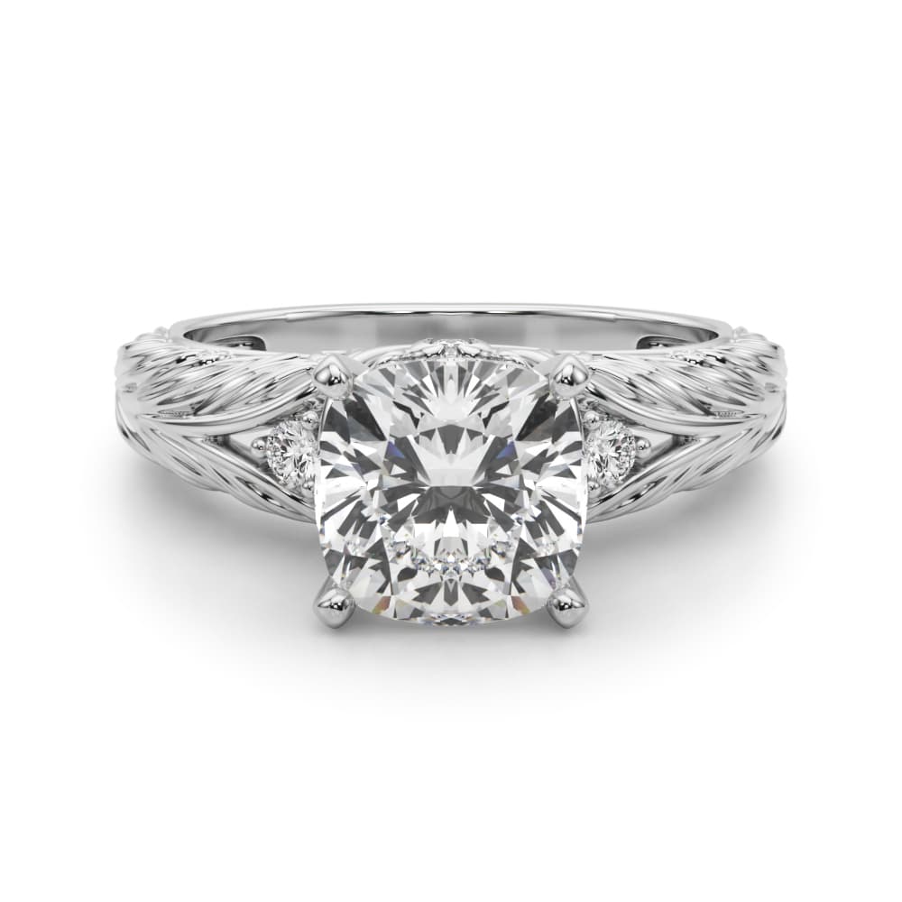 Accented Vintage-Inspired Engagement Ring, style 51360, Angle view in white gold or platinum