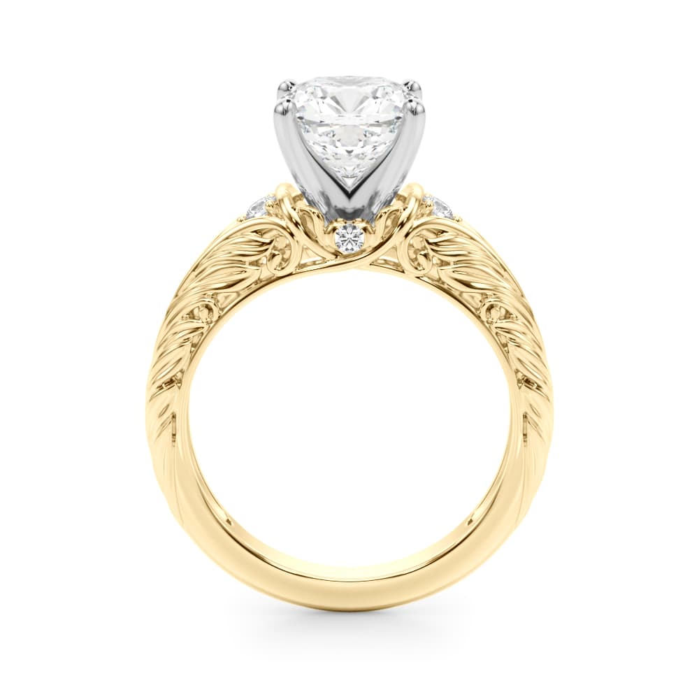 Accented Vintage-Inspired Engagement Ring, style 51360, Side view in yellow gold