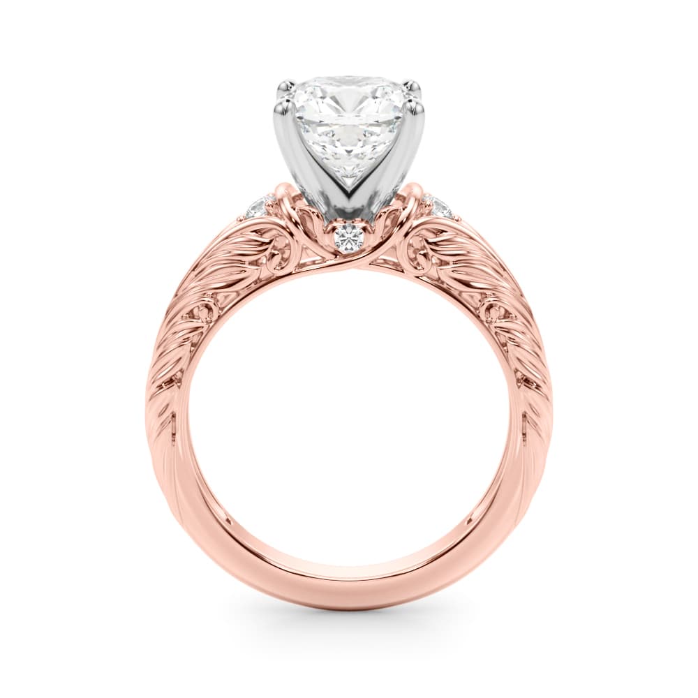 Accented Vintage-Inspired Engagement Ring, style 51360, Side view in rose gold
