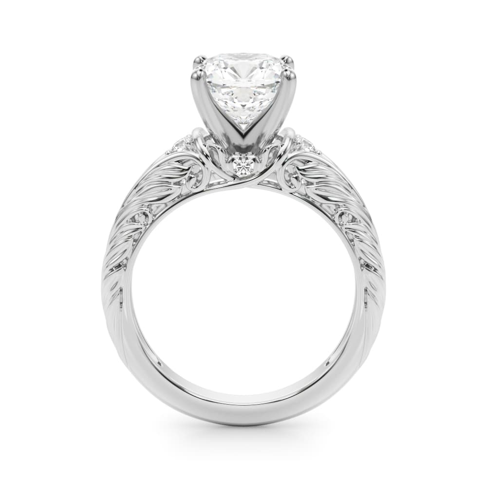 Accented Vintage-Inspired Engagement Ring, style 51360, Side view in white gold or platinum