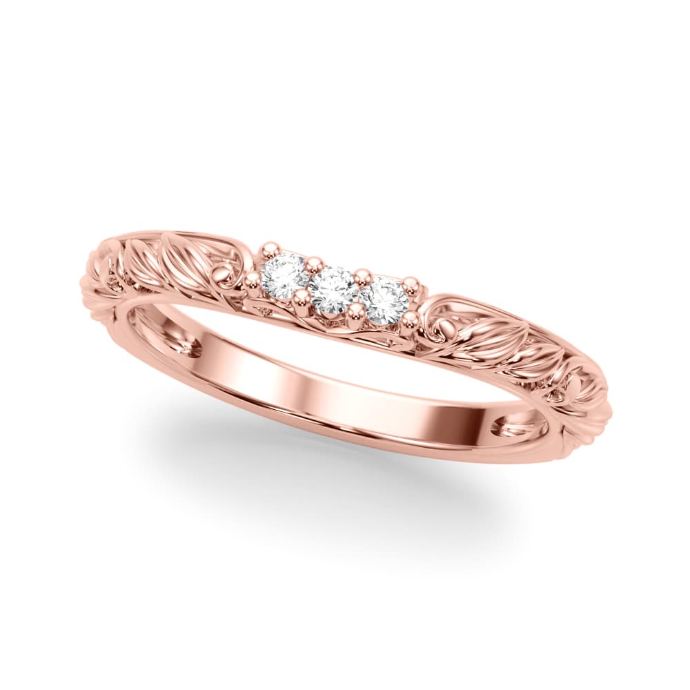 Accented Vintage-Inspired Wedding Band (0.06 ct. tw.), Front view in rose gold