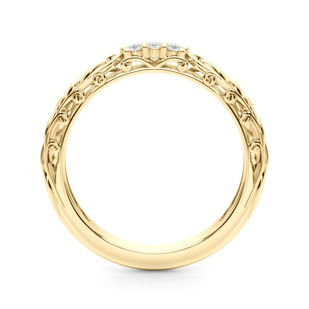 Accented Vintage-Inspired Wedding Band (0.06 ct. tw.), Side view in yellow gold