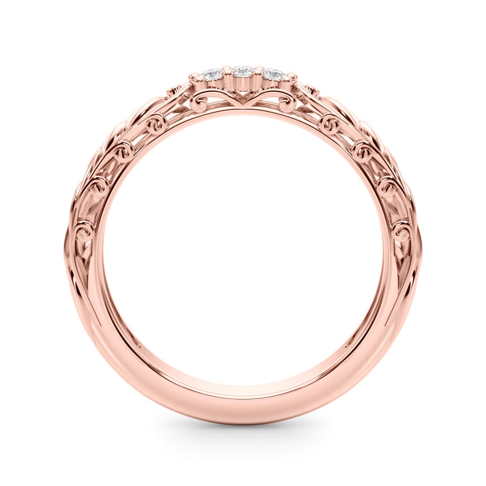 Accented Vintage-Inspired Wedding Band (0.06 ct. tw.), Side view in rose gold