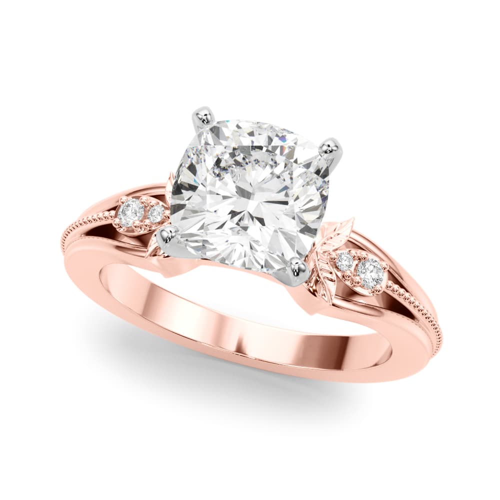 Nature-Inspired Engagement Ring, style 51361, Front view in rose gold