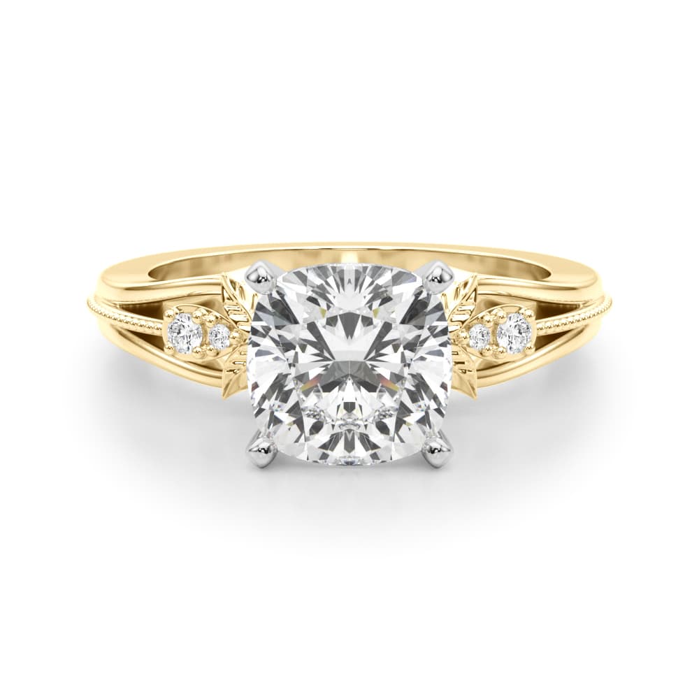Nature-Inspired Engagement Ring, style 51361, Angle view in yellow gold