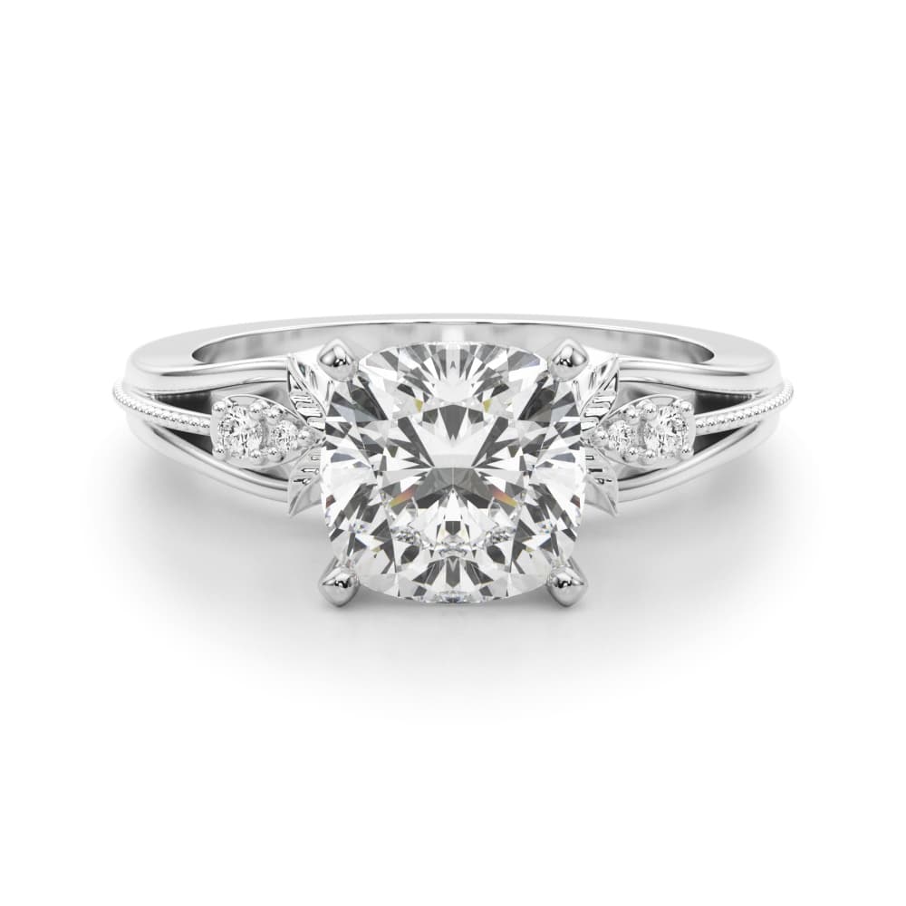 Nature-Inspired Engagement Ring, style 51361, Angle view in white gold or platinum