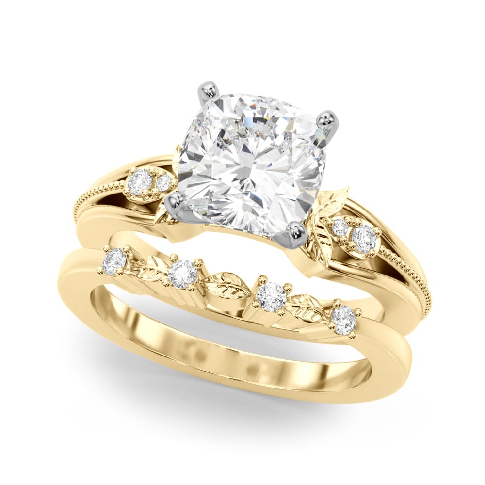 Nature-Inspired Engagement Ring, style 51361, On hand view in yellow gold
