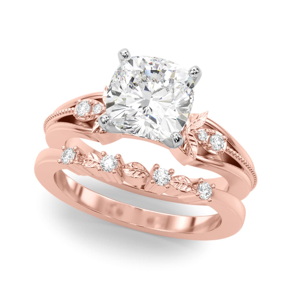 Nature-Inspired Engagement Ring, style 51361, On hand view in rose gold