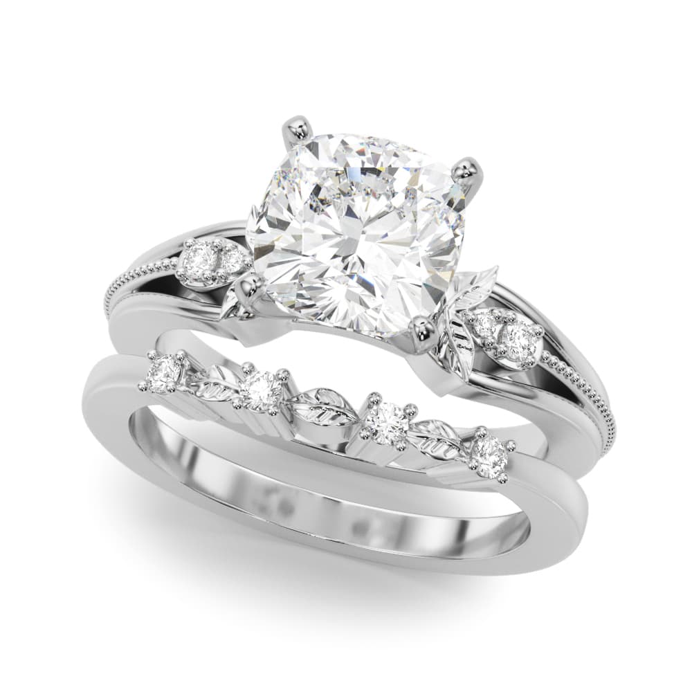 Nature-Inspired Engagement Ring, style 51361, On hand view in white gold or platinum