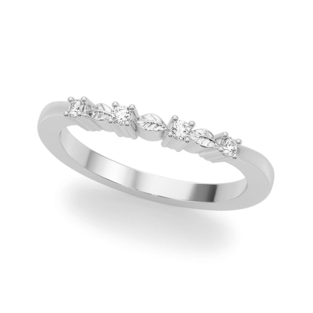 Accented Leaf Wedding Band — View 1