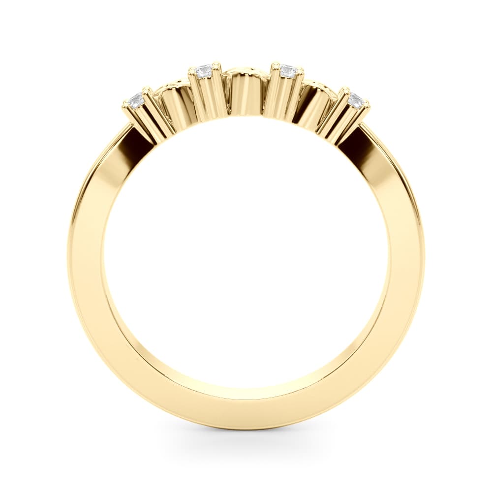 Accented Leaf Wedding Band (0.07 ct. tw.), Side view in yellow gold