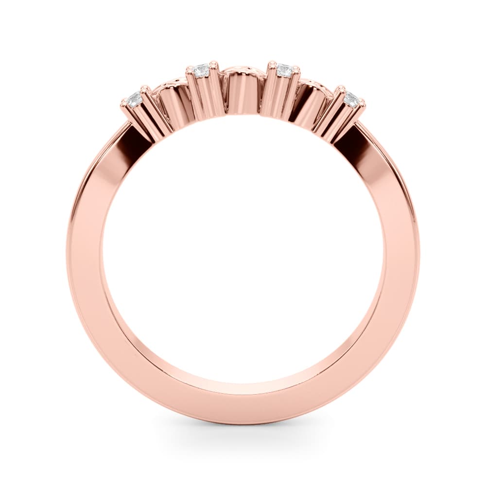 Accented Leaf Wedding Band (0.07 ct. tw.), Side view in rose gold