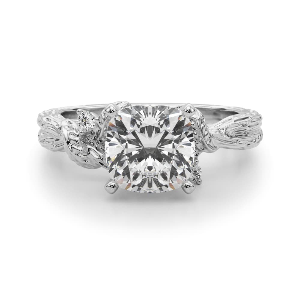 Nature-Inspired Engagement Ring, style 51362, Angle view in white gold or platinum