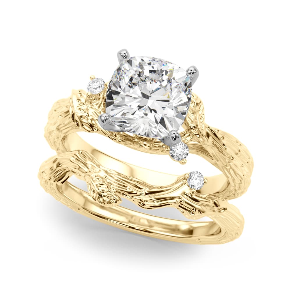 Nature-Inspired Engagement Ring, style 51362, On hand view in yellow gold