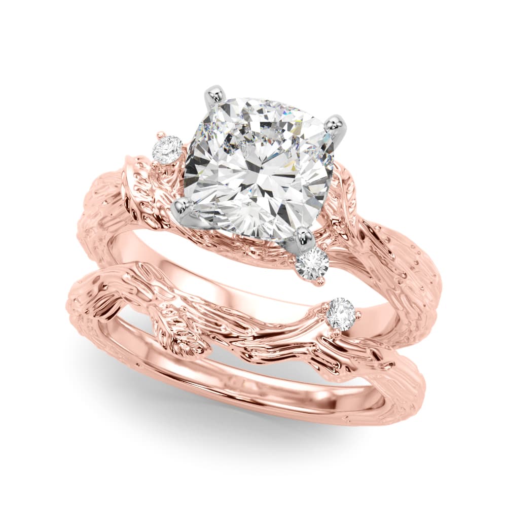 Nature-Inspired Engagement Ring, style 51362, On hand view in rose gold