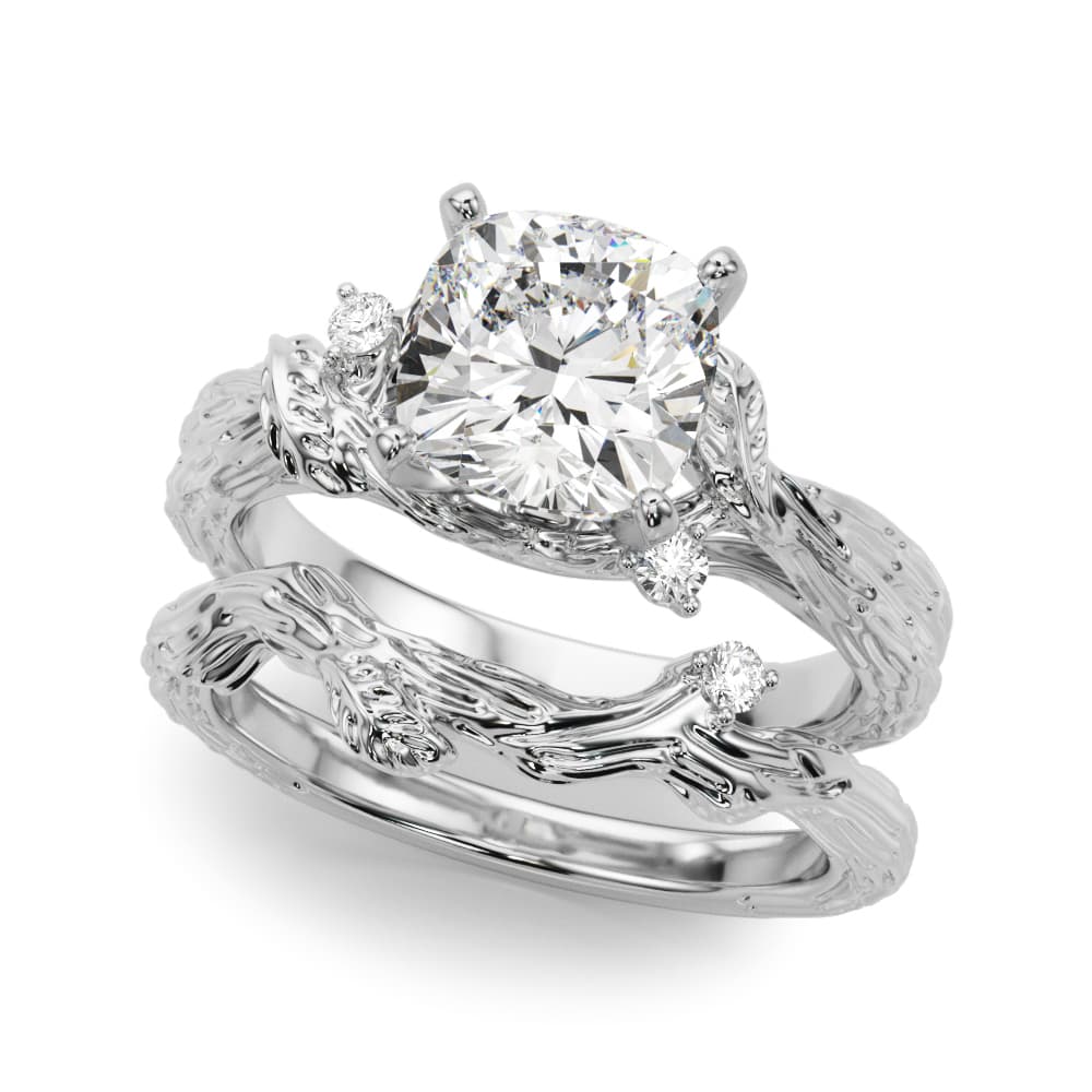 Nature-Inspired Engagement Ring, style 51362, On hand view in white gold or platinum