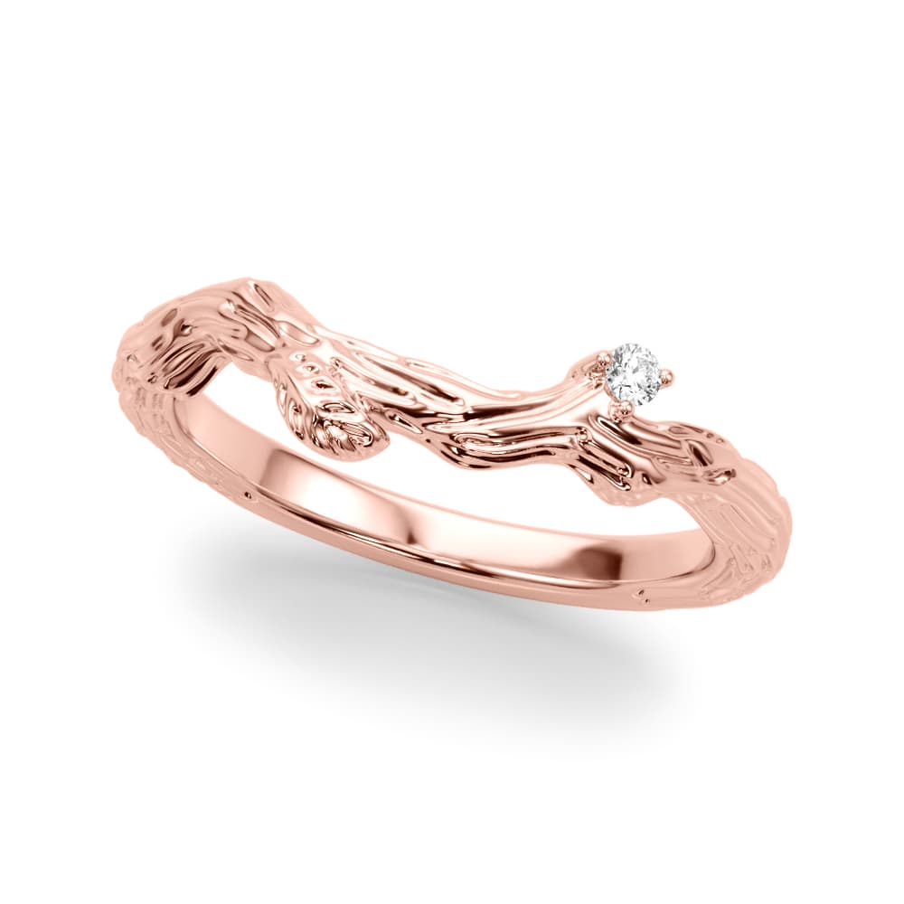 Accented Nature-Inspired Wedding Band (0.02 ct. tw.), Front view in rose gold