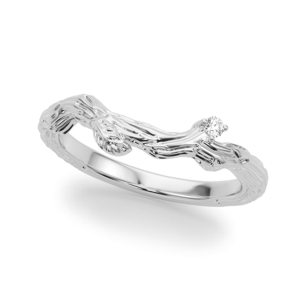 Accented Nature-Inspired Wedding Band — View 1