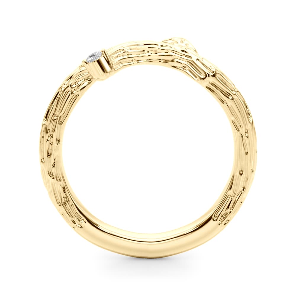 Accented Nature-Inspired Wedding Band (0.02 ct. tw.), Side view in yellow gold