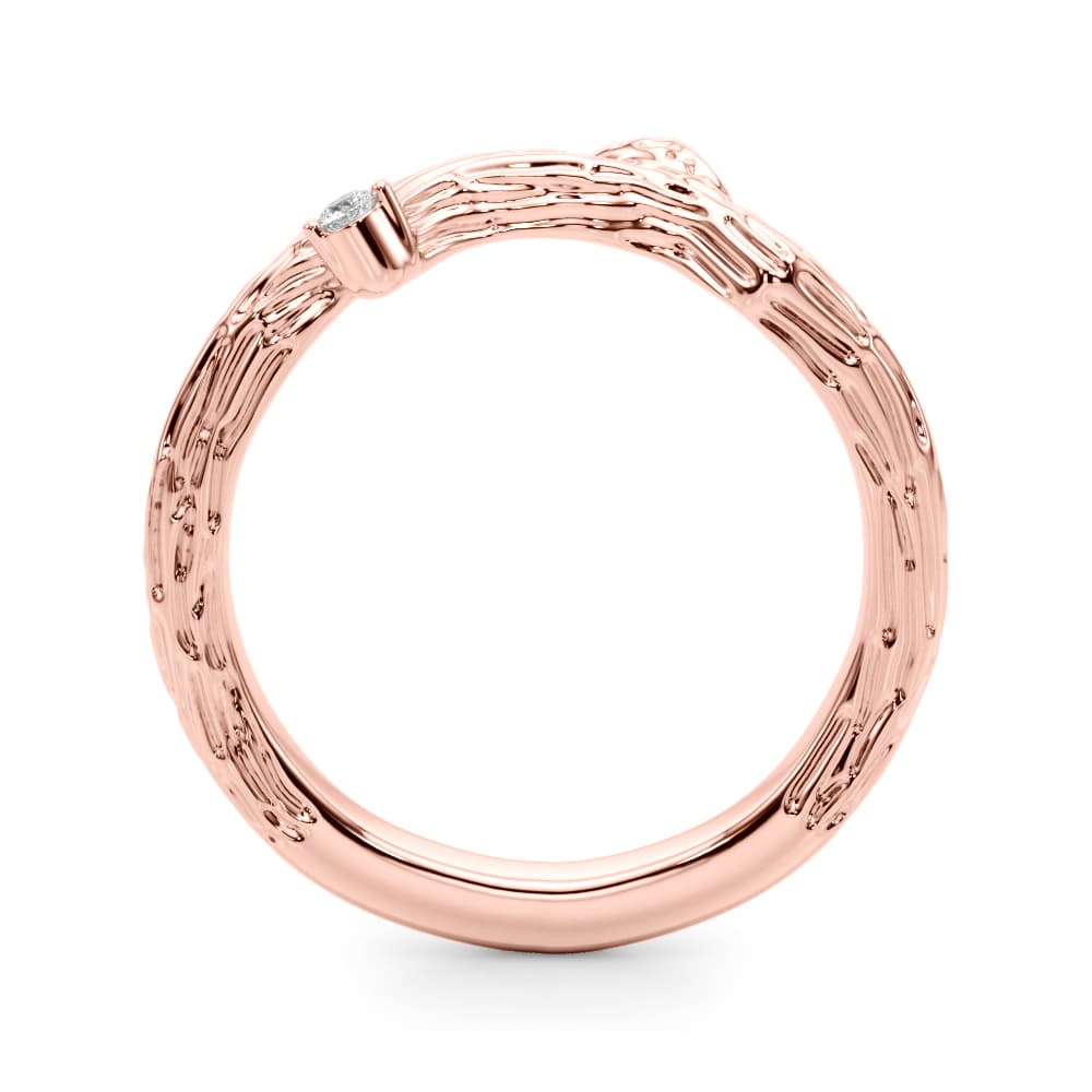 Accented Nature-Inspired Wedding Band (0.02 ct. tw.), Side view in rose gold
