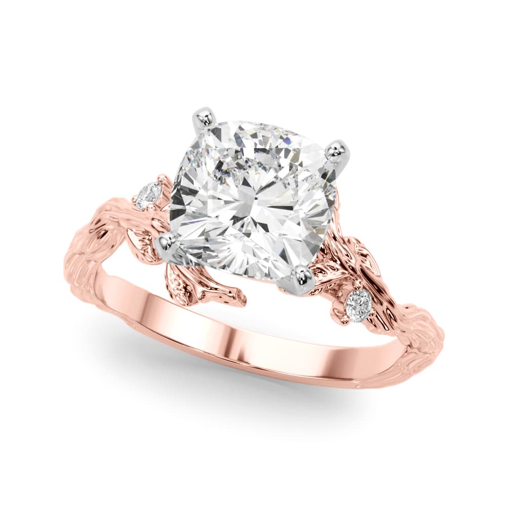 Nature-Inspired Engagement Ring, style 51363, Front view in rose gold