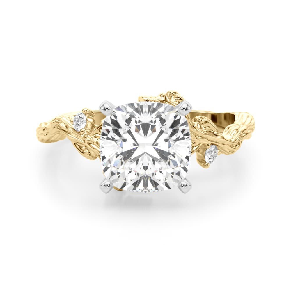 Nature-Inspired Engagement Ring, style 51363, Angle view in yellow gold