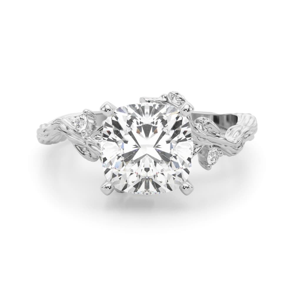 Nature-Inspired Engagement Ring, style 51363, Angle view in white gold or platinum