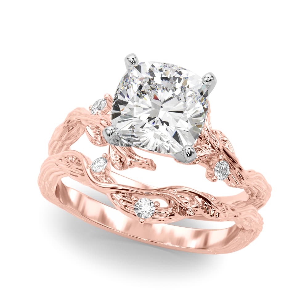 Nature-Inspired Engagement Ring, style 51363, On hand view in rose gold