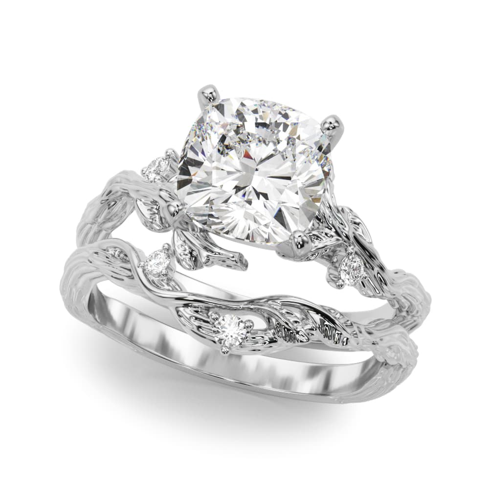 Nature-Inspired Engagement Ring, style 51363, On hand view in white gold or platinum