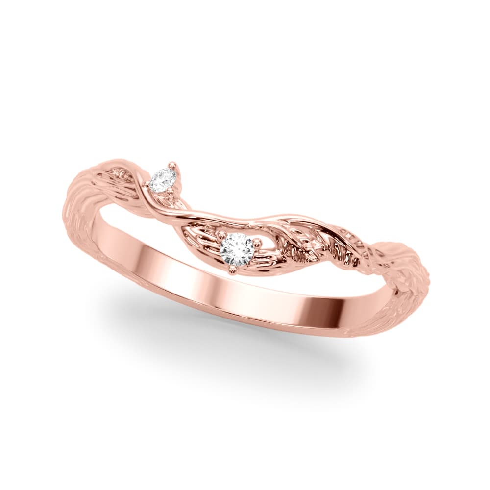 Accented Floral Wedding Band (0.03 ct. tw.), Front view in rose gold