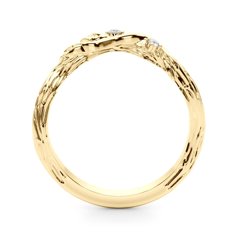 Accented Floral Wedding Band (0.03 ct. tw.), Side view in yellow gold
