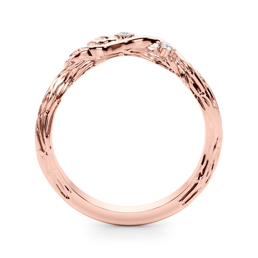 Accented Floral Wedding Band (0.03 ct. tw.), Side view in rose gold